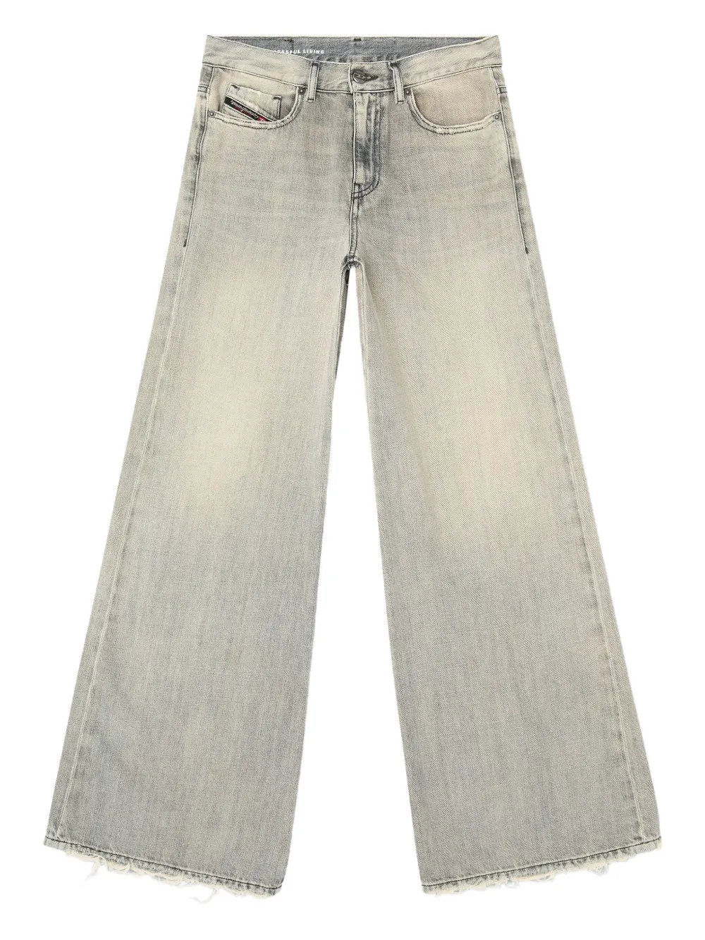Diesel High-waisted Wide-leg Jeans With Faded Finish In Brown