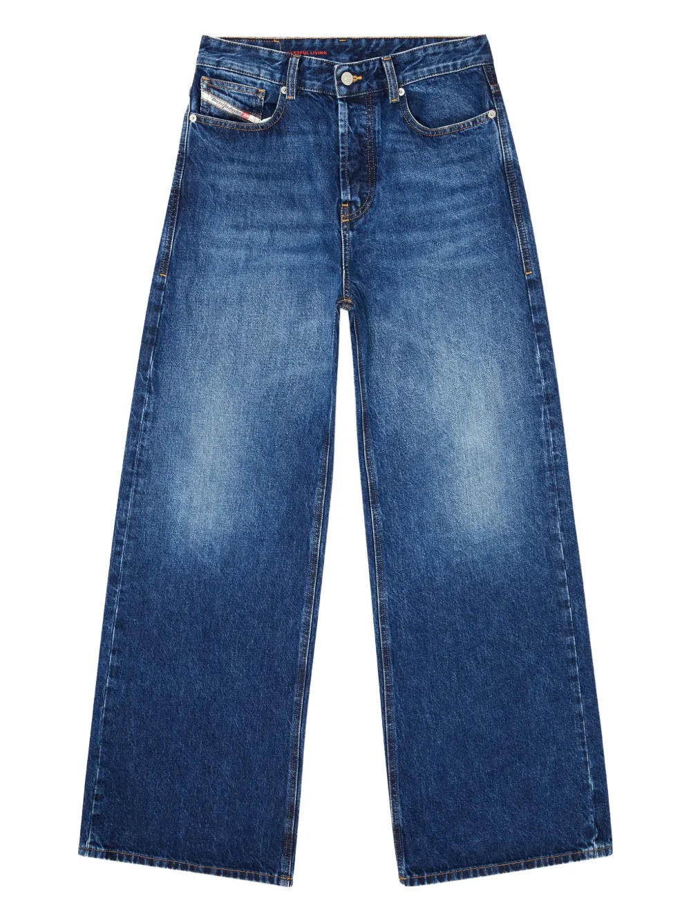 Diesel Womens 01 1996 D-sire Wide-leg Denim Jeans In Blue