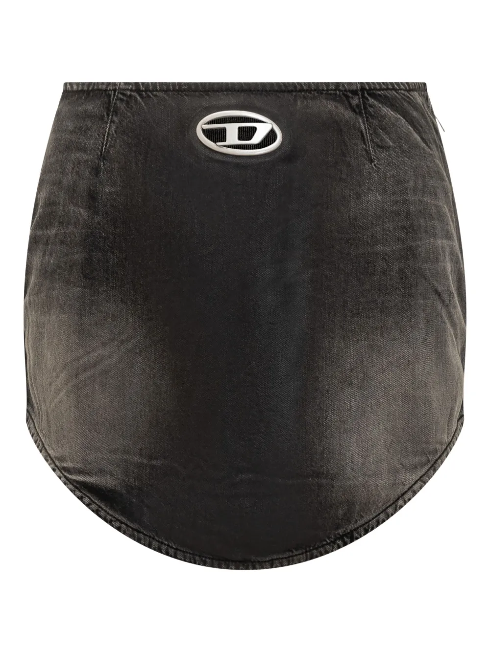 Diesel Black Denim And Jersey De-vany-s Miniskirt In Black