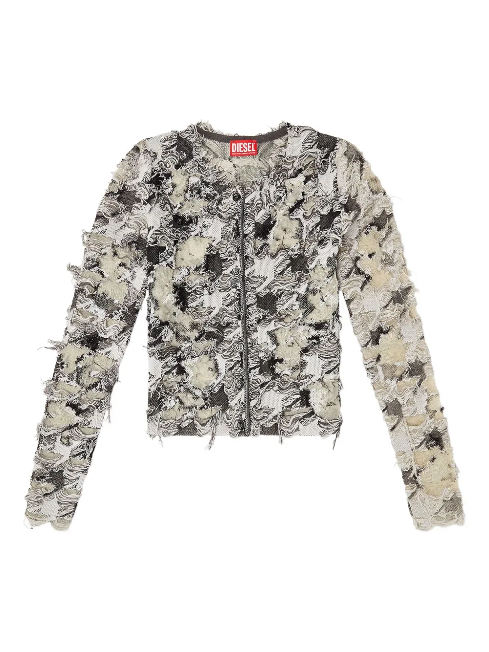Diesel Houndstooth Jacquard Cardigan In Multi