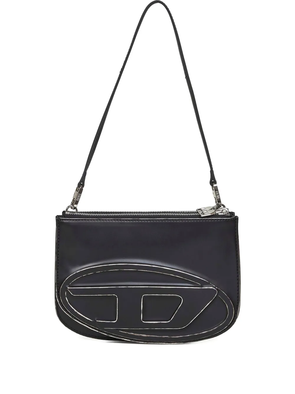 Diesel 1dr Twin Embossed-logo Shoulder Bag In Black