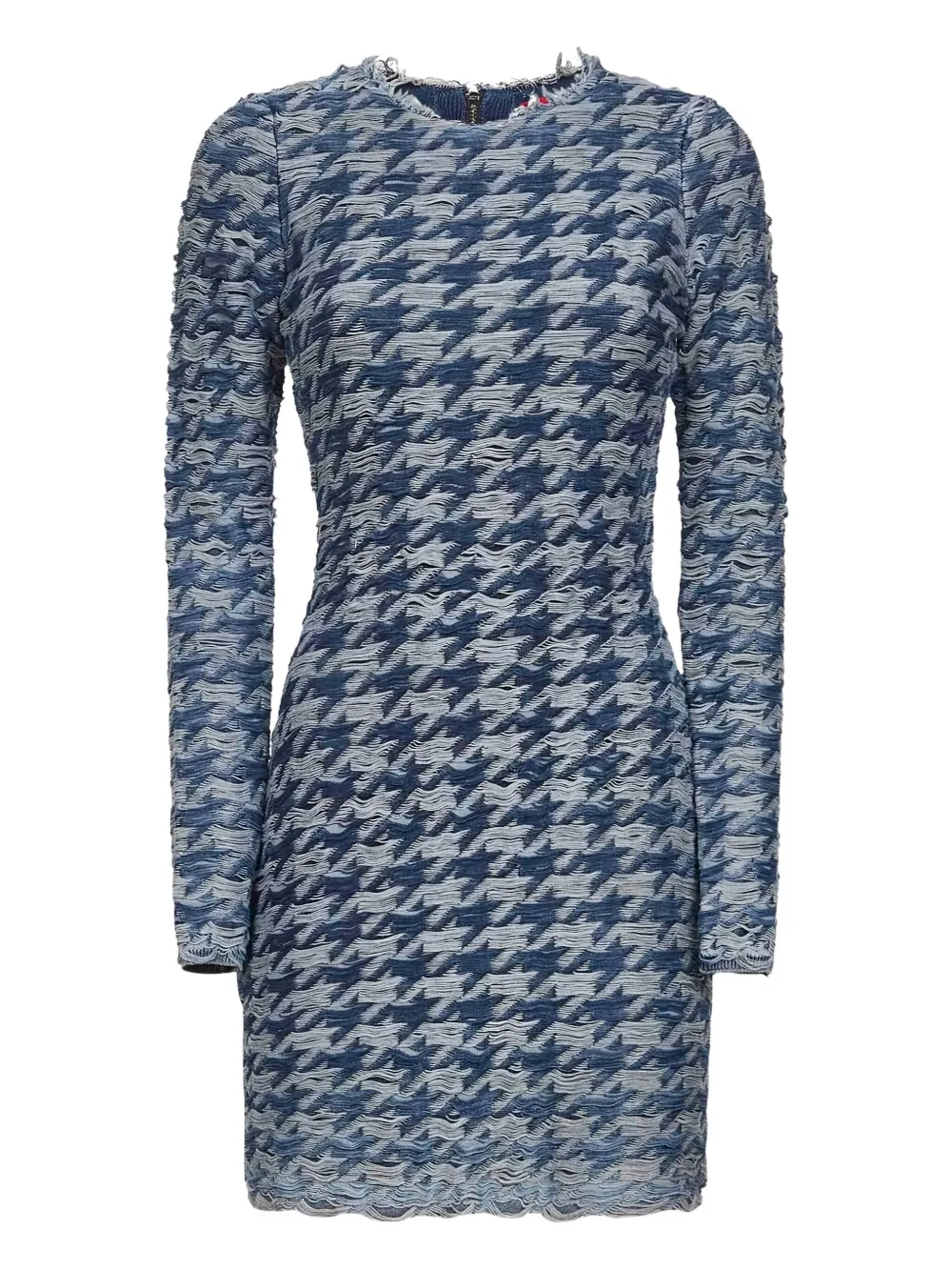 Diesel Women Light Blue Houndstooth Denim M-halma Minidress In Blue