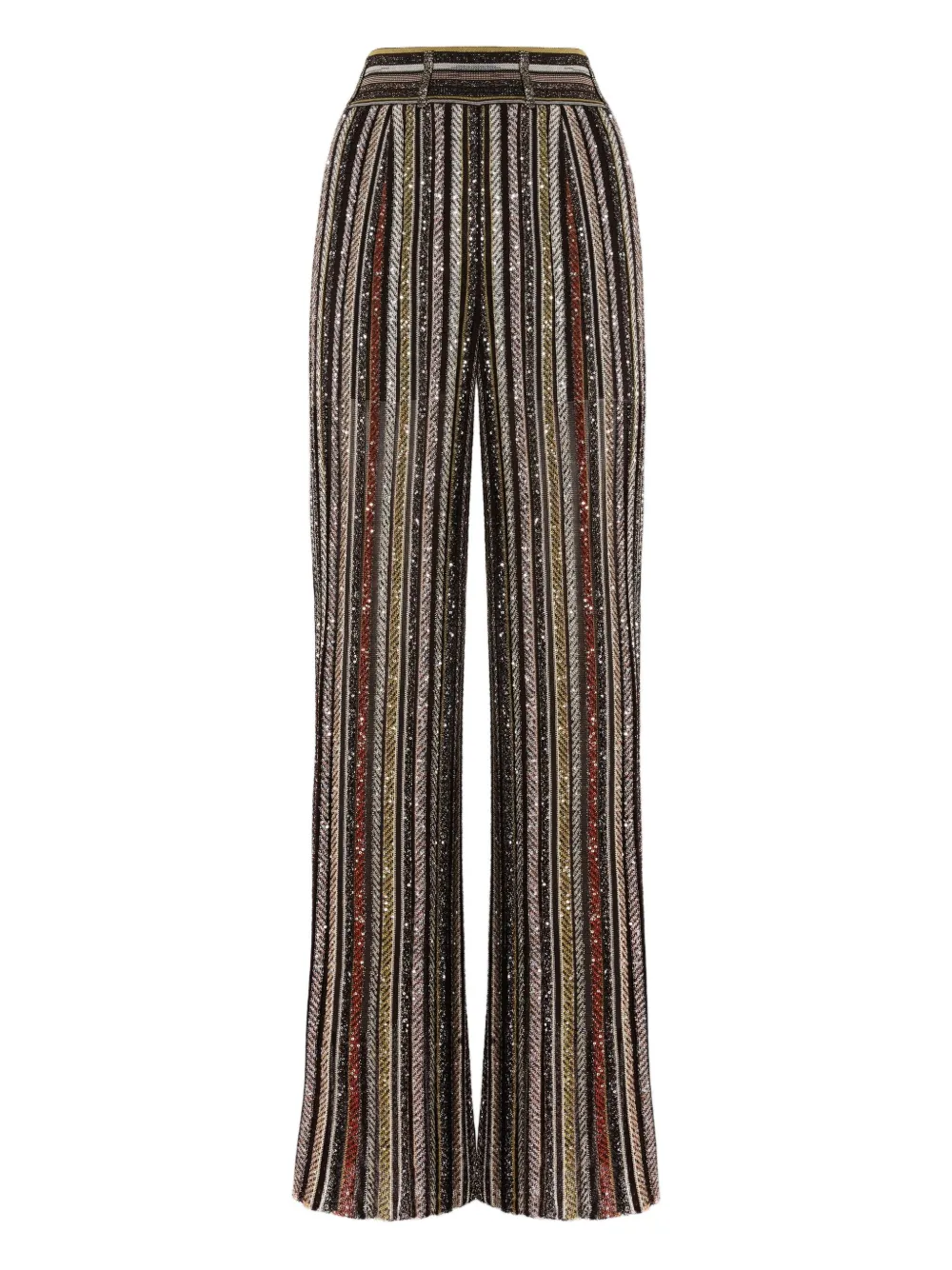 Missoni High Waist Striped Wide Leg Trousers In Multi