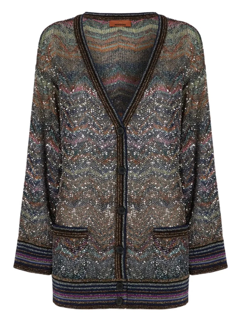 Missoni Chevron Patterned Button Cardigan In Multi