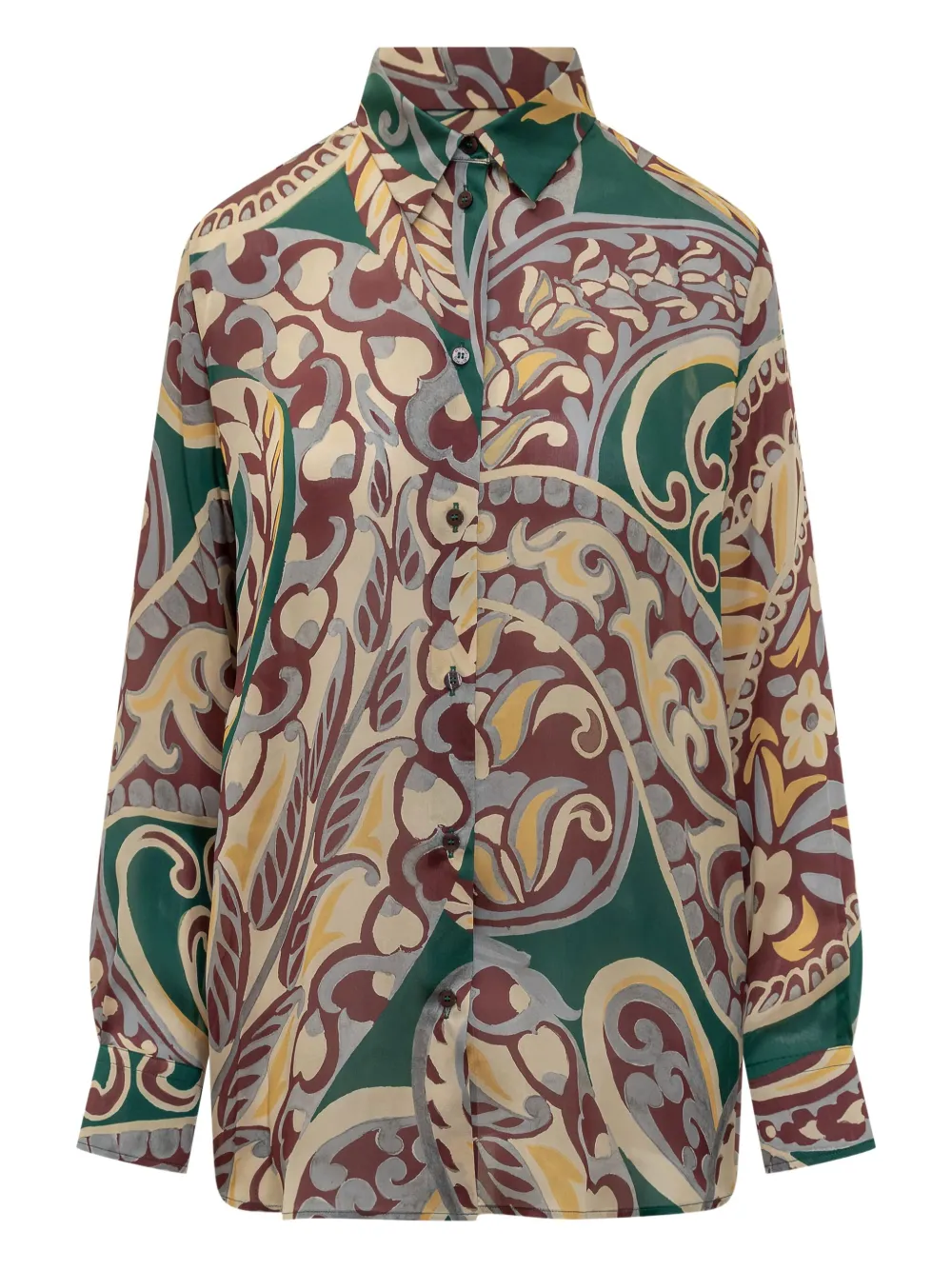 Etro Women Paisley-print Silk Shirt In Brown