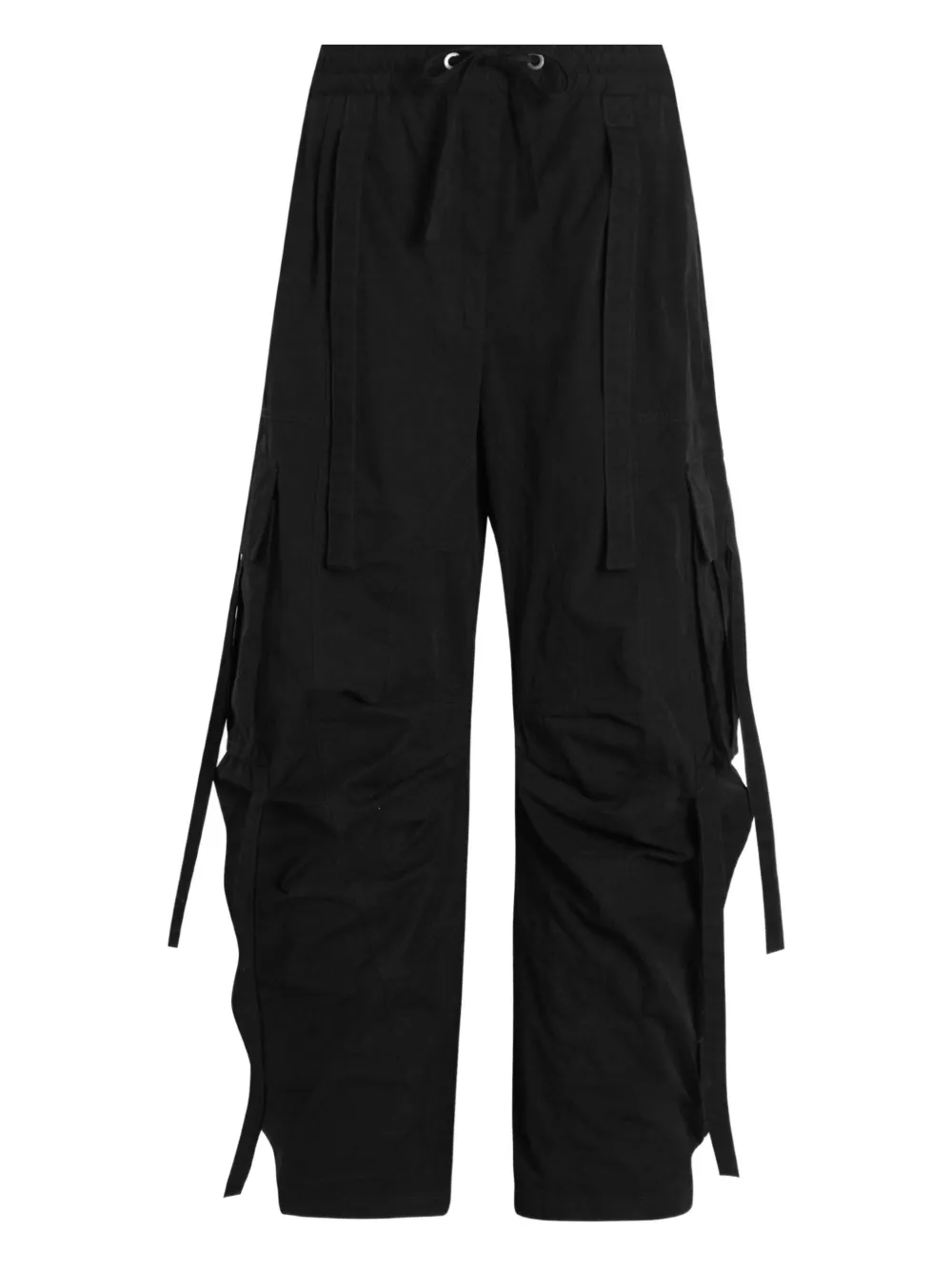 Dolce & Gabbana Wide Leg Cargo Trousers Pleated And Strap In Black