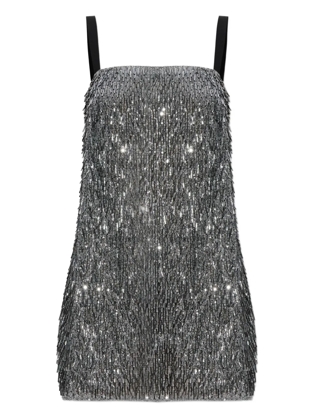 Dolce & Gabbana Mini Dress With Spaghetti Straps And Sequins In Silver