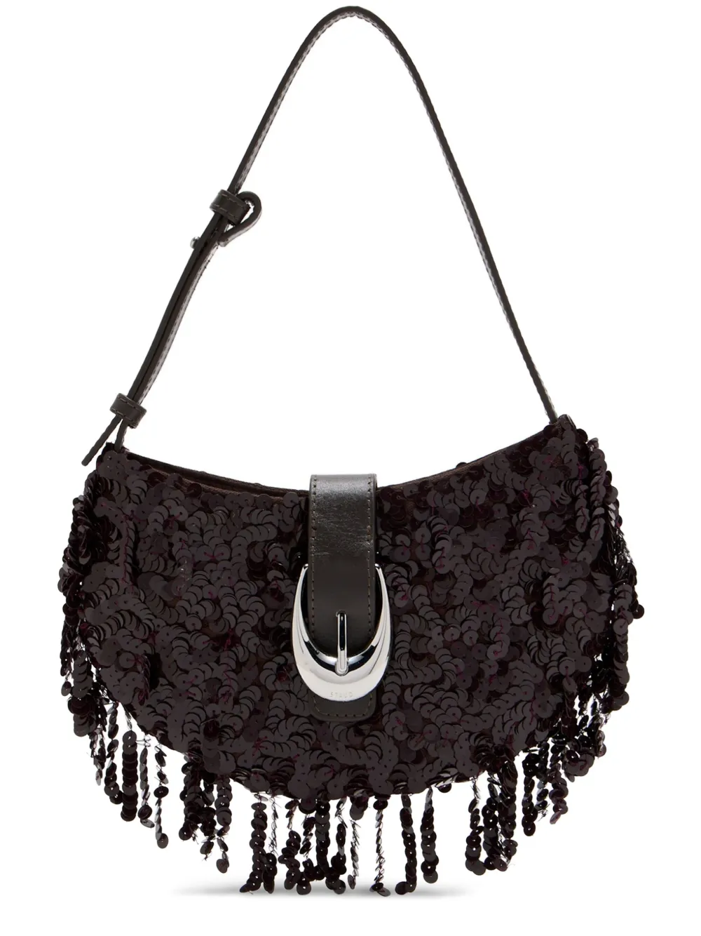 Staud Chic Sequin Shoulder Bag With Adjustable Strap In Brown