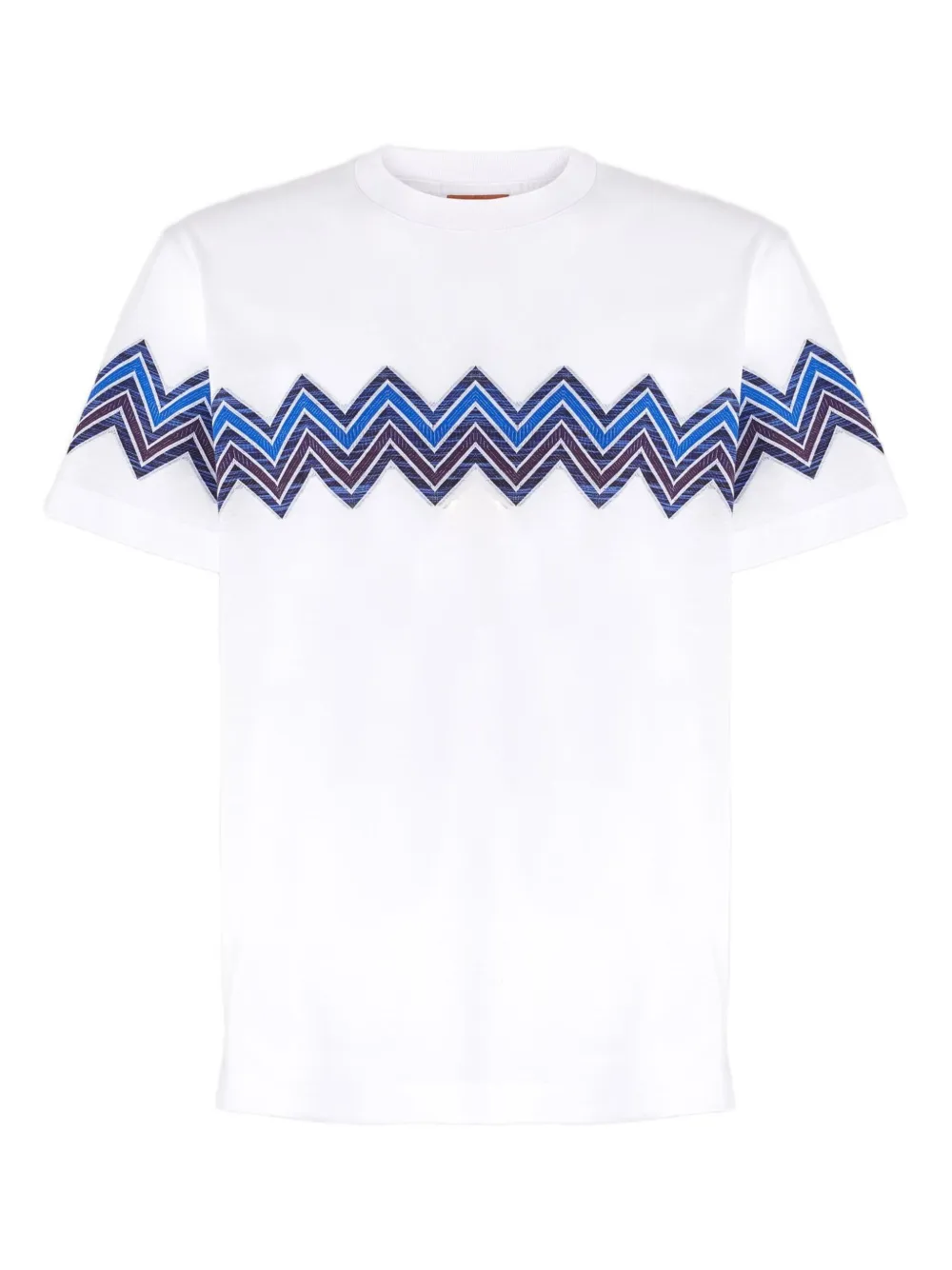 Missoni Chevron Pattern Short Sleeve Crew Neck T-shirt In White