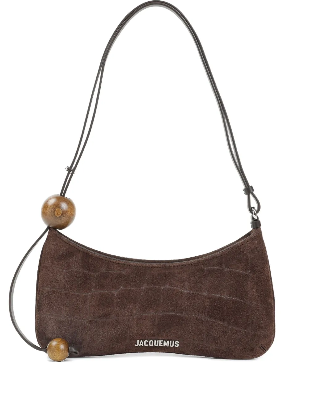 Jacquemus The Pearl Kiss Crocodile-effect Shoulder Bag In Brown