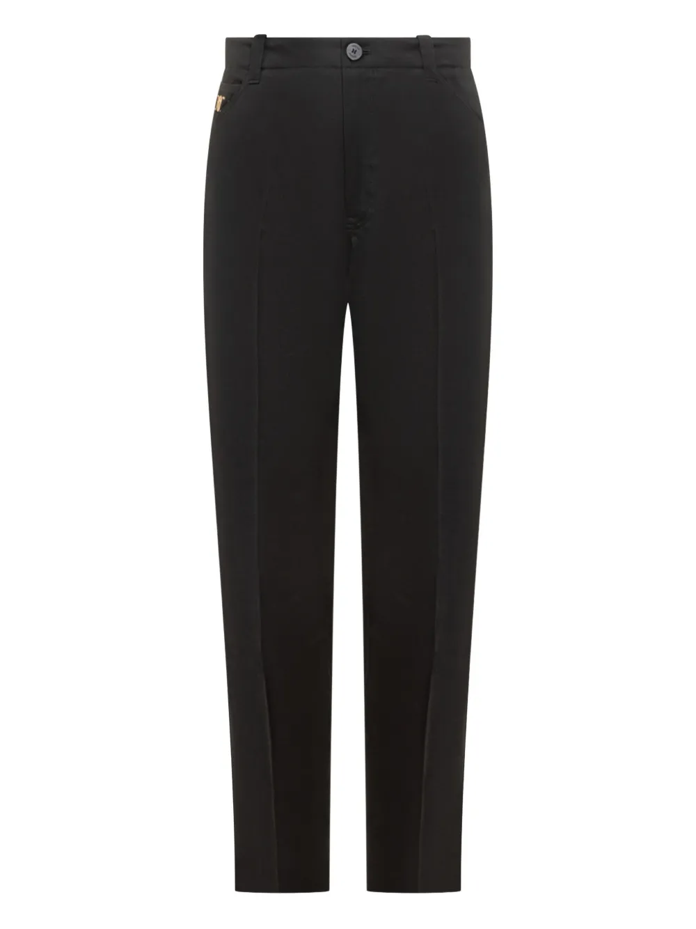 Versace Casual Cotton Gabardine Trousers In Black