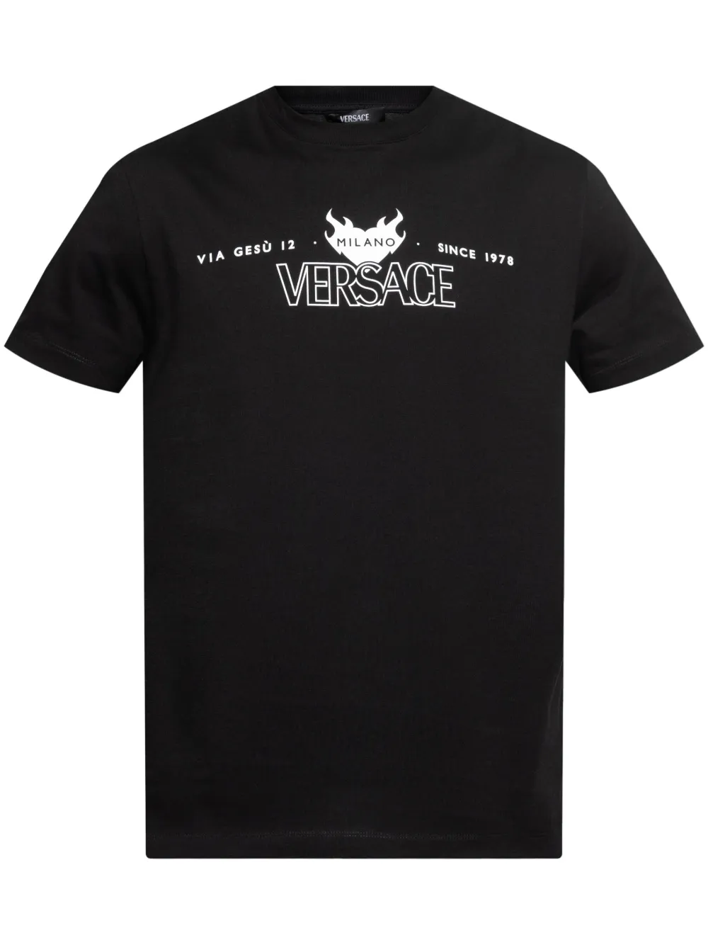 Versace Cotton Jersey T-shirt Logo Print In Black
