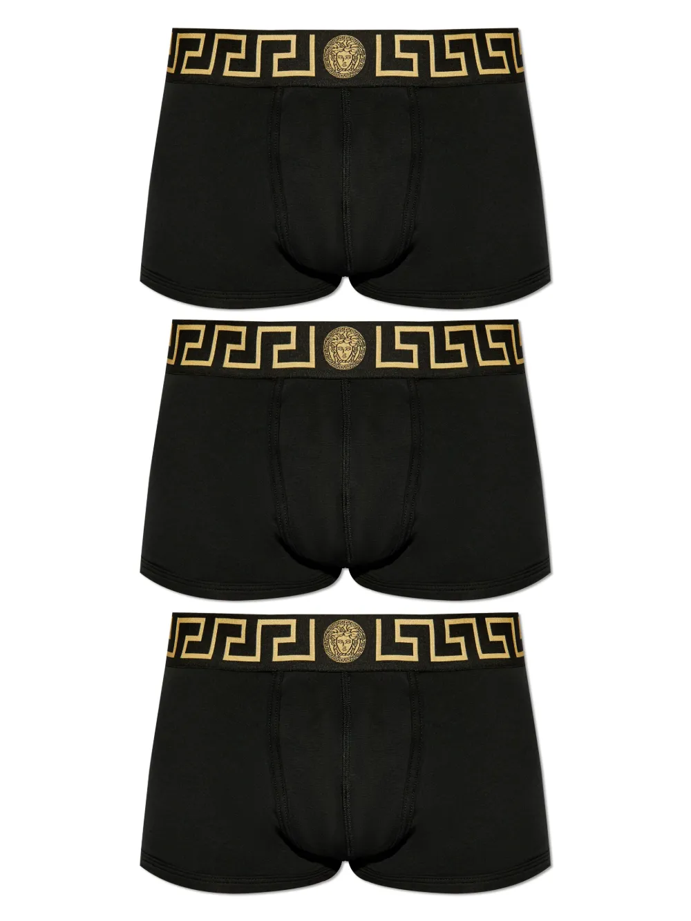 Versace Greca Jacquard Boxer Shorts In Black