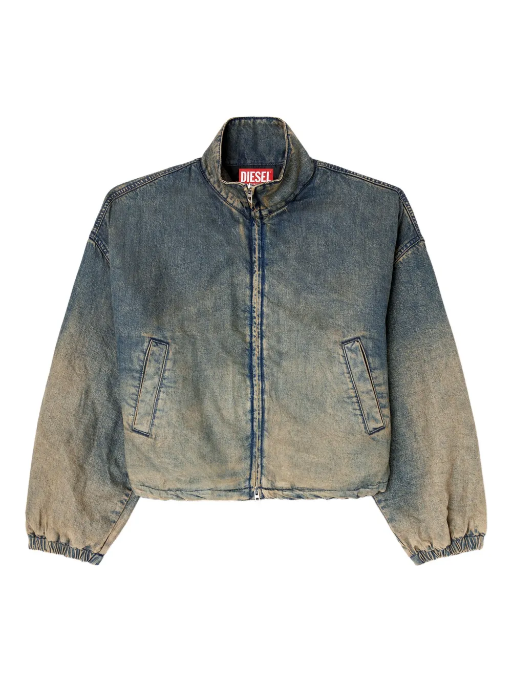 Diesel Zipped Jacket In Fluid Shaded Denim In Blue