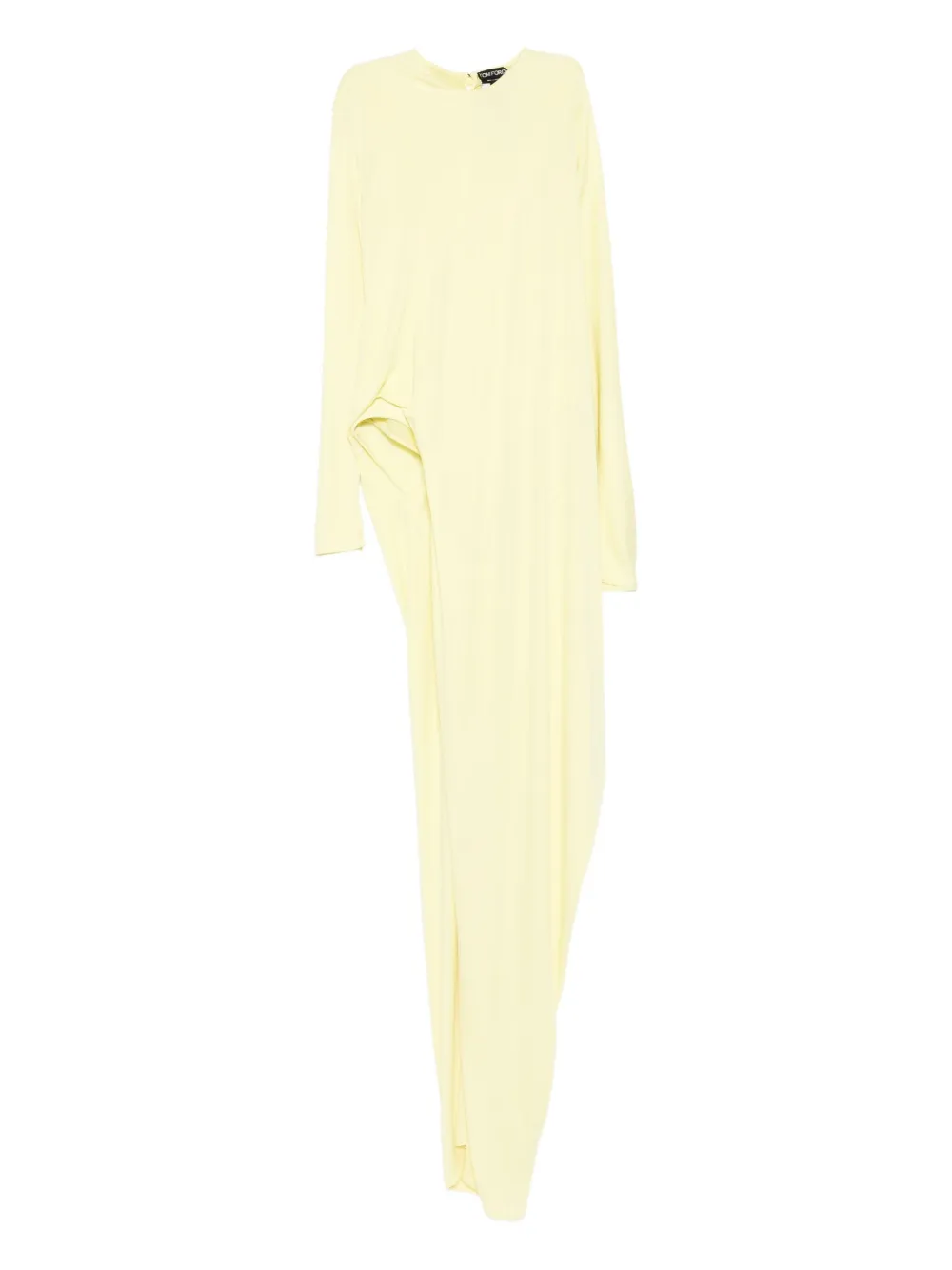 Tom Ford Long Sleeve Evening Gown With Asymmetric Hem In Yellow