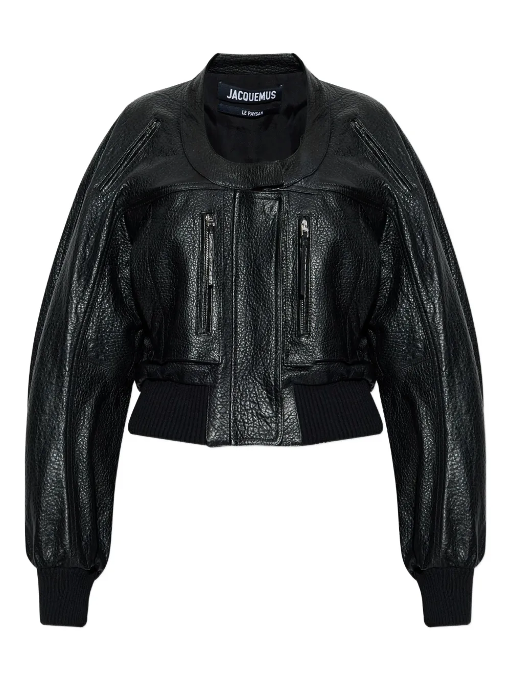 Jacquemus Women Black Grained Lambskin Leather The Tore Jacket In Multi