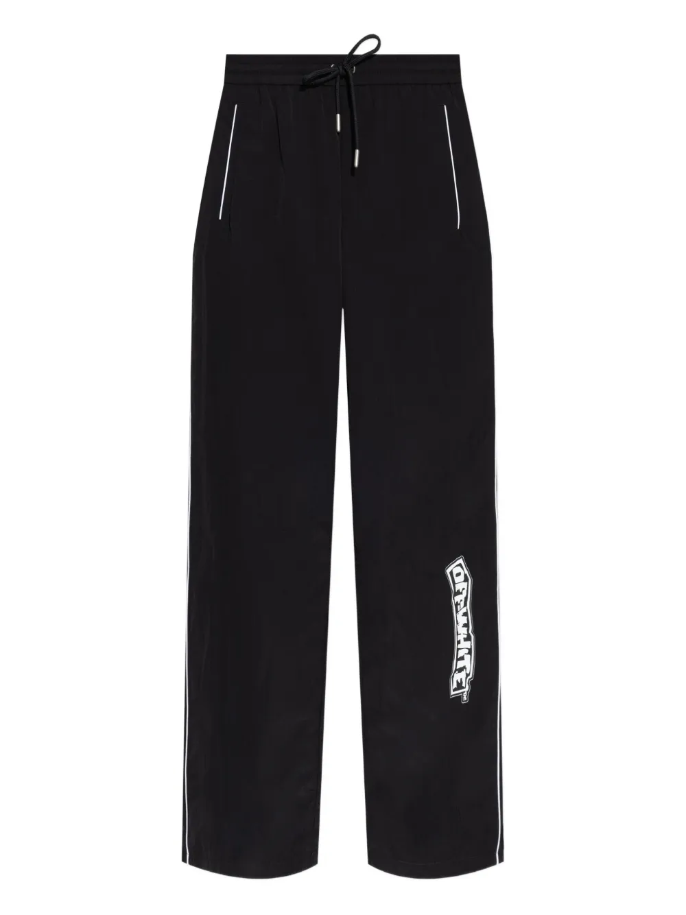 Off-white Comfortable Wide Leg Track Trousers In Black