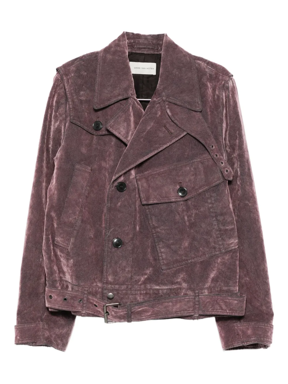 Dries Van Noten Double Breasted Belted Jacket Pockets In Brown