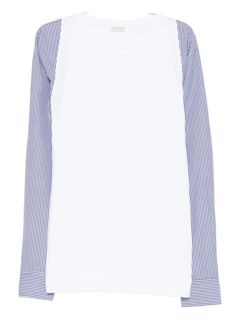 Dries Van Noten Heston Long Sleeve Striped T-shirt In White