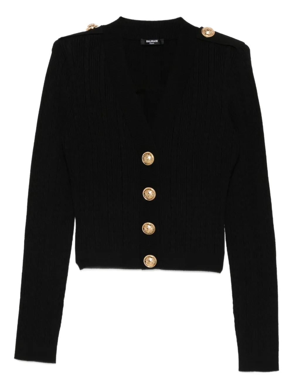 Balmain Ribbed Cardigan With Buttons In Black