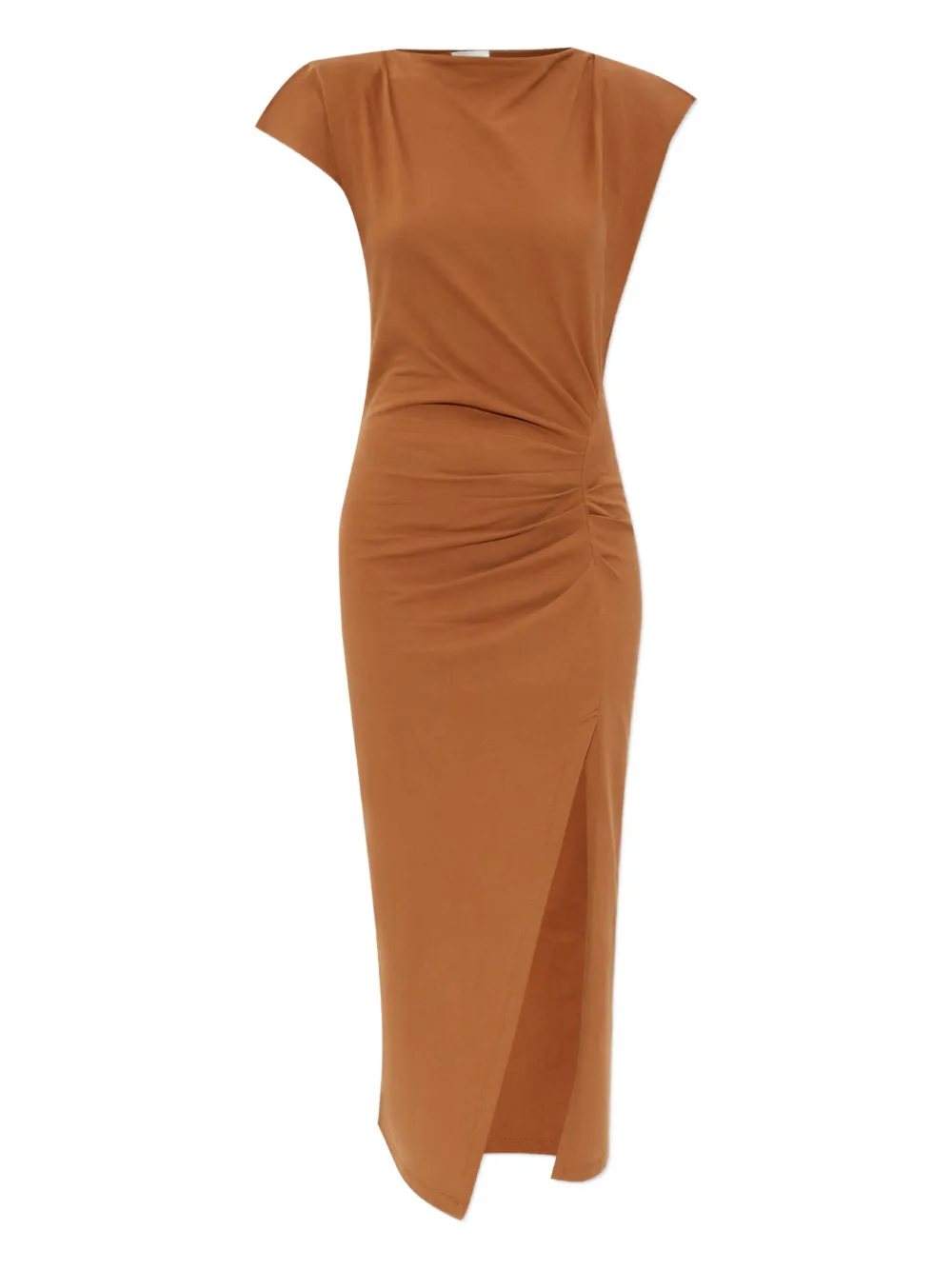 Isabel Marant Nadela Asymmetric Gathered Cotton-jersey Maxi Dress In Brown