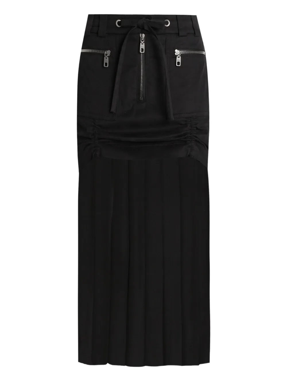 Dolce & Gabbana Black Skirt With Pleated Design And Drawstring Waist In Silk Blend Stretch Woman In Black