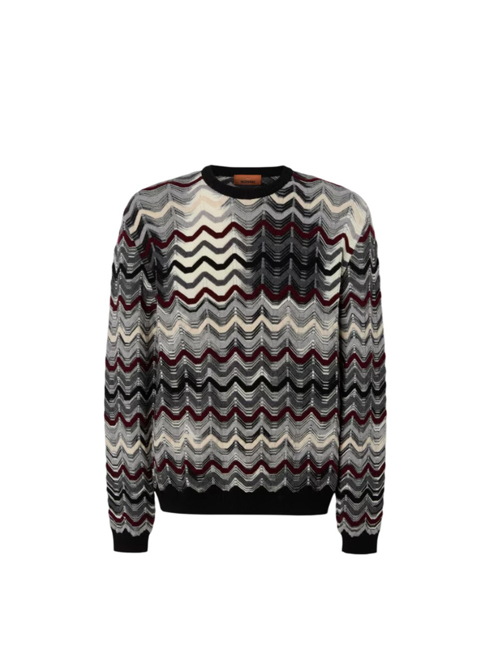 Missoni Crew-neck Sweater With Geometric Zigzag Pattern In Multi