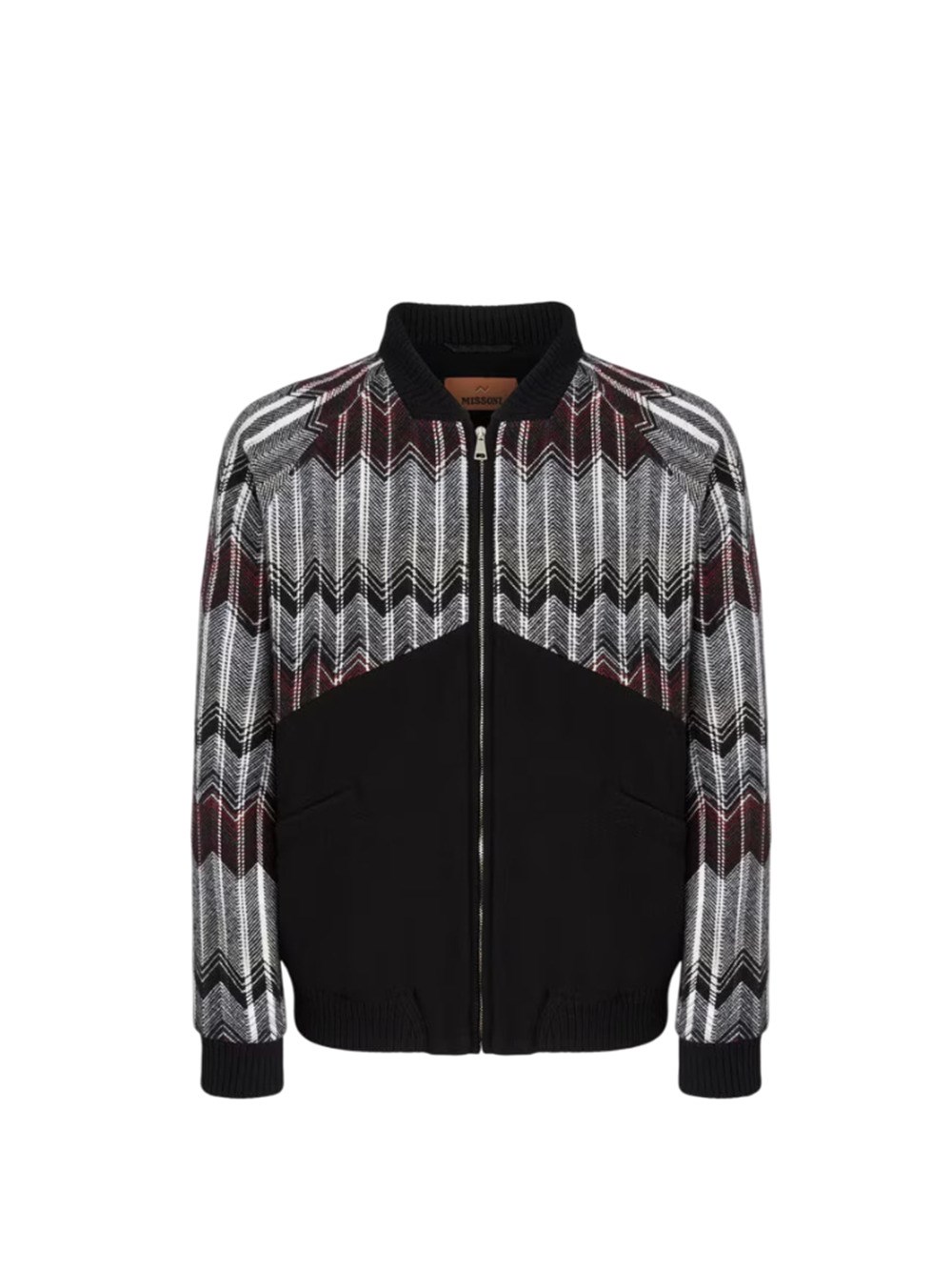 Missoni Wool-blend Bomber Jacket With Zigzag Insert In Multi