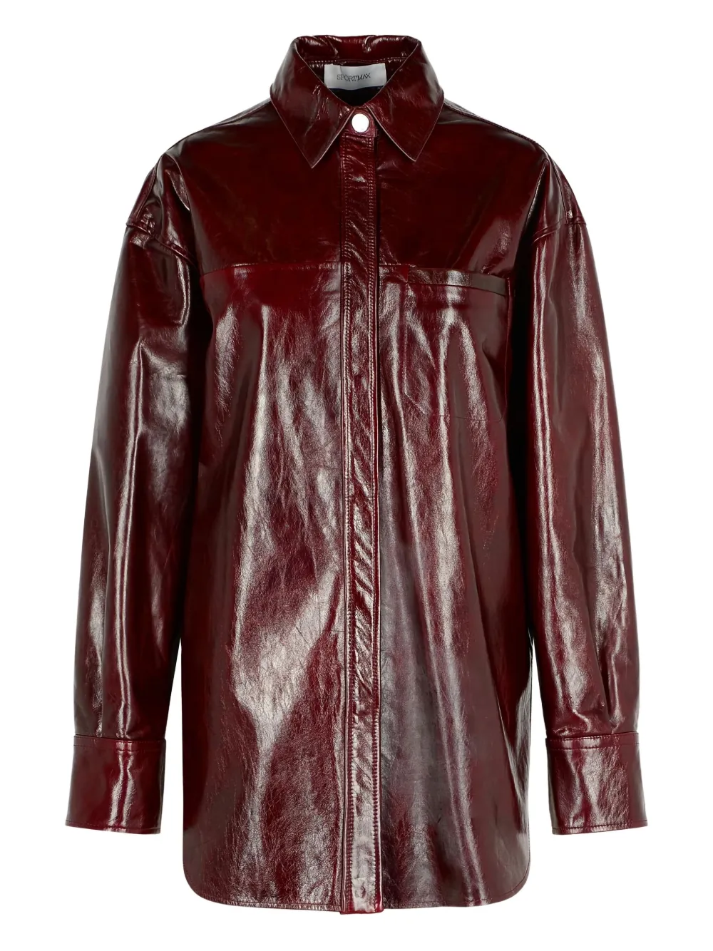 Sportmax Borel Oversize Burgundy Nappa Leather Shirt In Brown