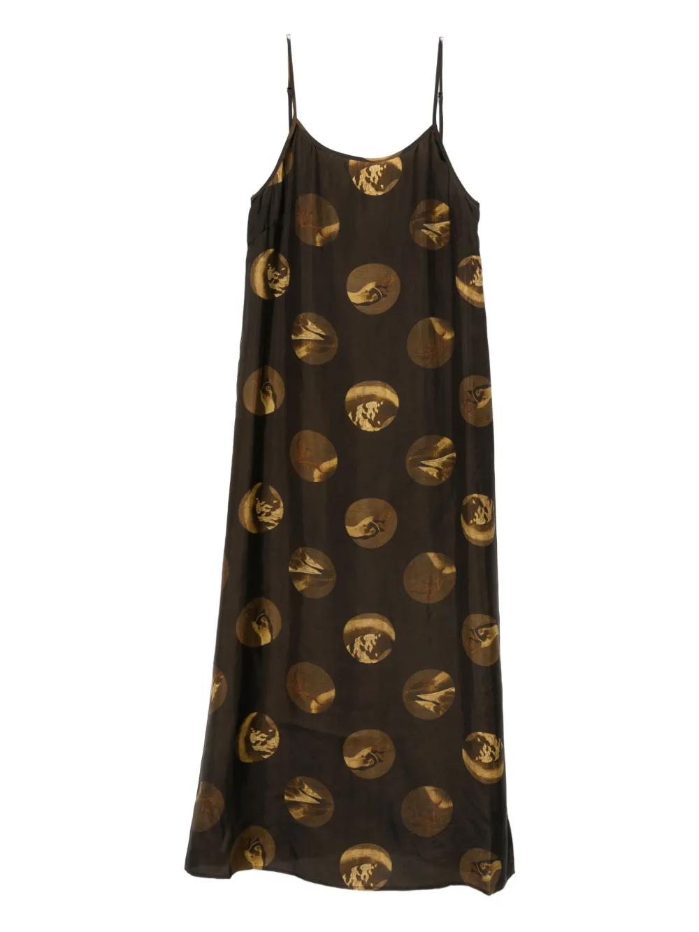 Uma Wang Anaya Brown Sleeveless Dress With Round Neck And All-over Motif In Viscose Blend Woman In Brown