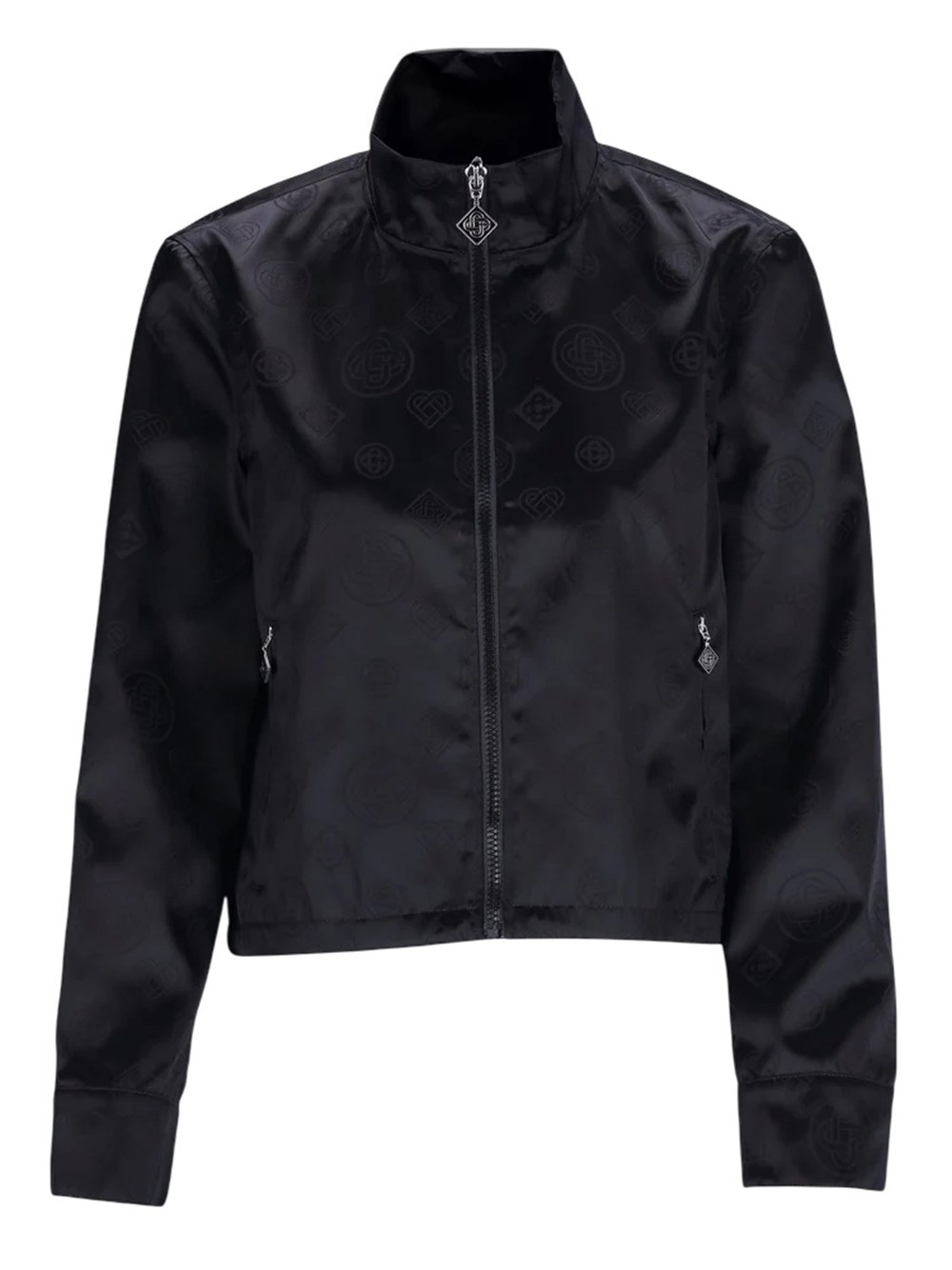 Casablanca Monogram Pattern High Collar Jacket In Black