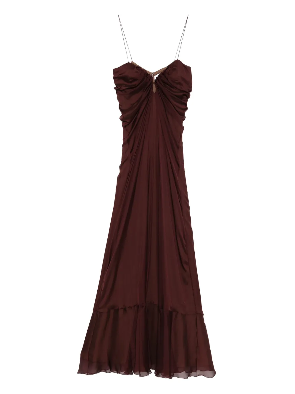 Raquel Diniz Samba Maxi Dress Ruffled Hem In Brown