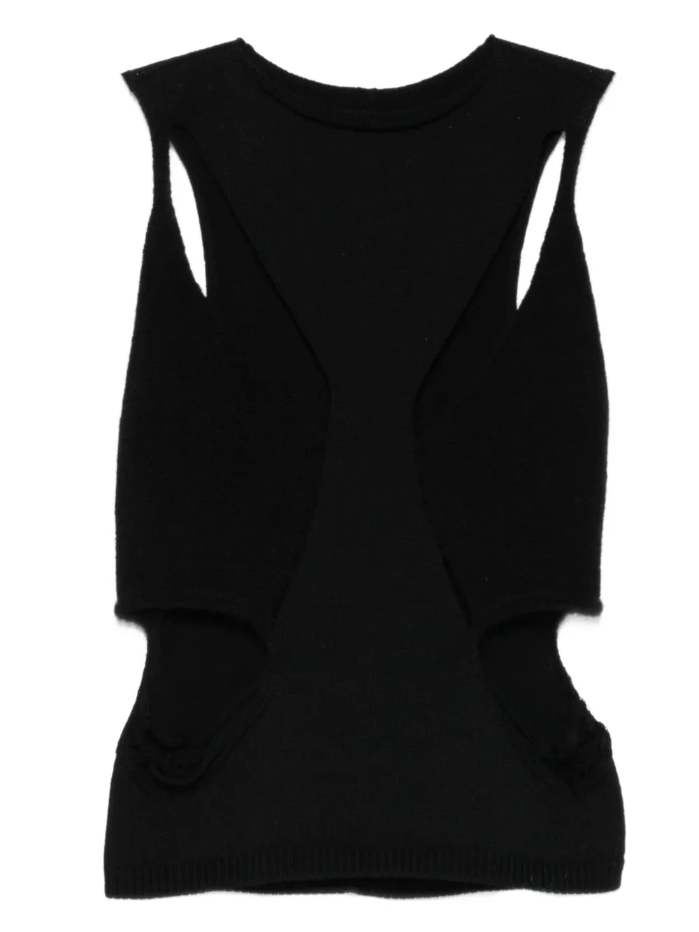 Rick Owens Sleeveless Top With Cut-out And Ribbed Edges In Black