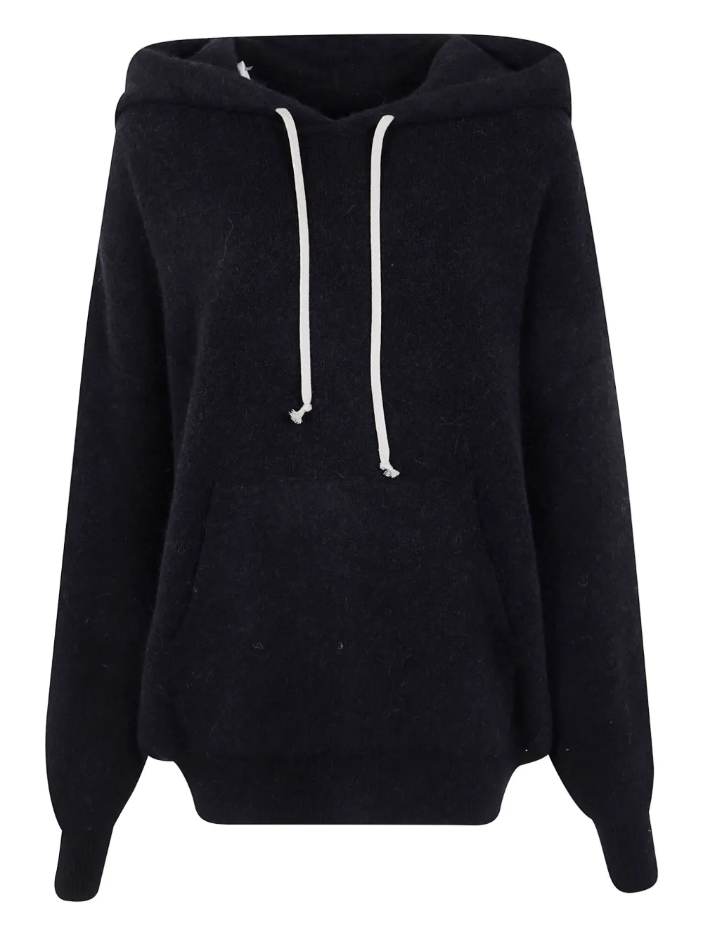 Rick Owens Hooded Sweater With Drawstring And Pocket In Blue