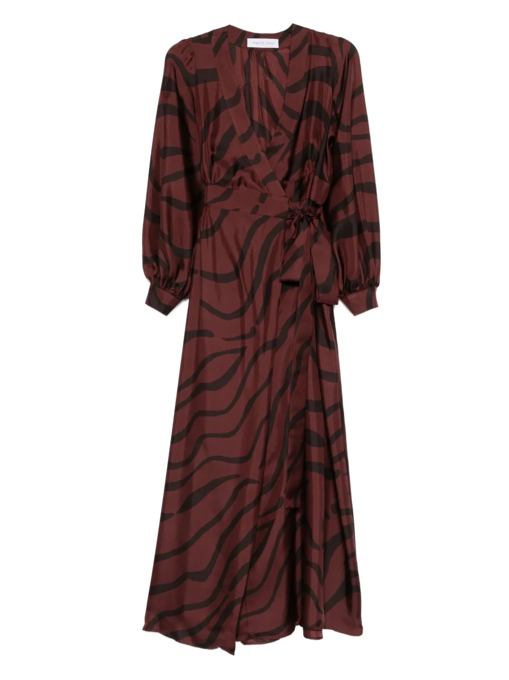 Raquel Diniz Wrap Dress With Long Sleeves And Tie Waist In Brown