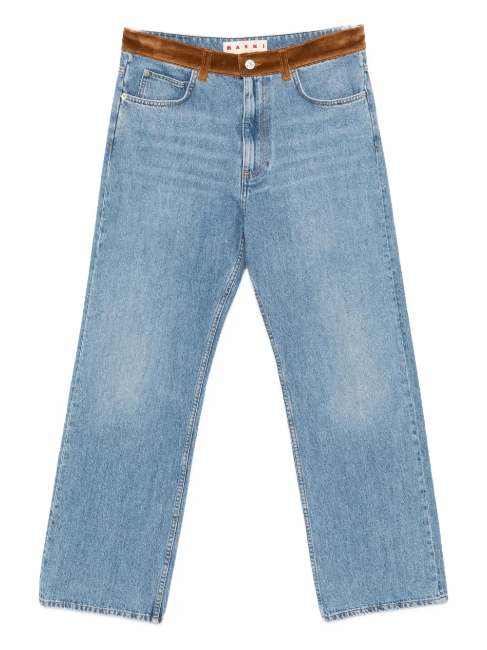 Marni Floral Appliques Trousers Contrast Waistband In Blue