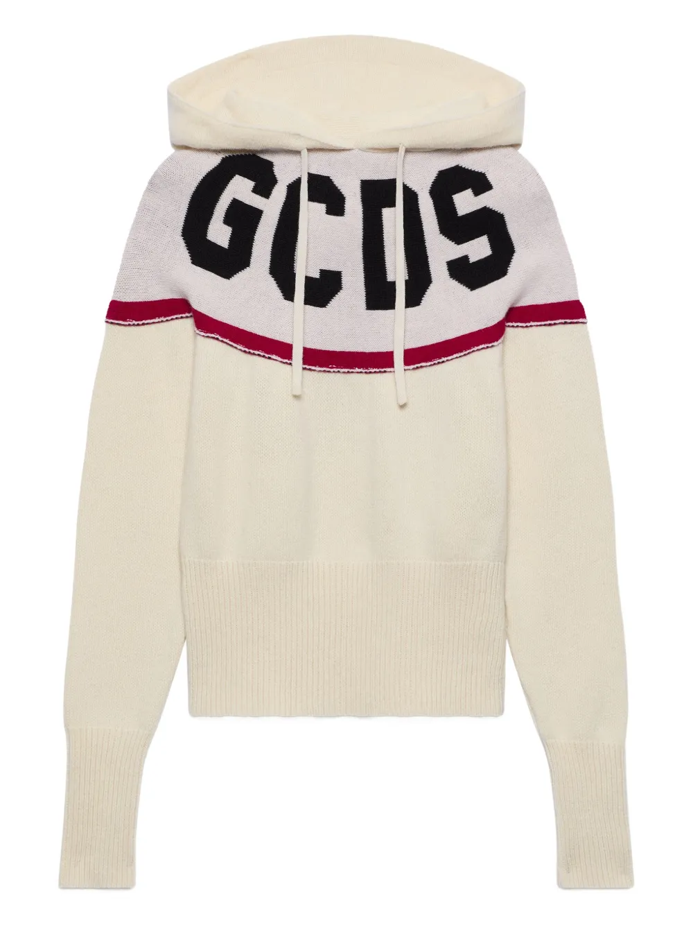 Gcds Cropped Hoodie With Logo And Hood In Metallic