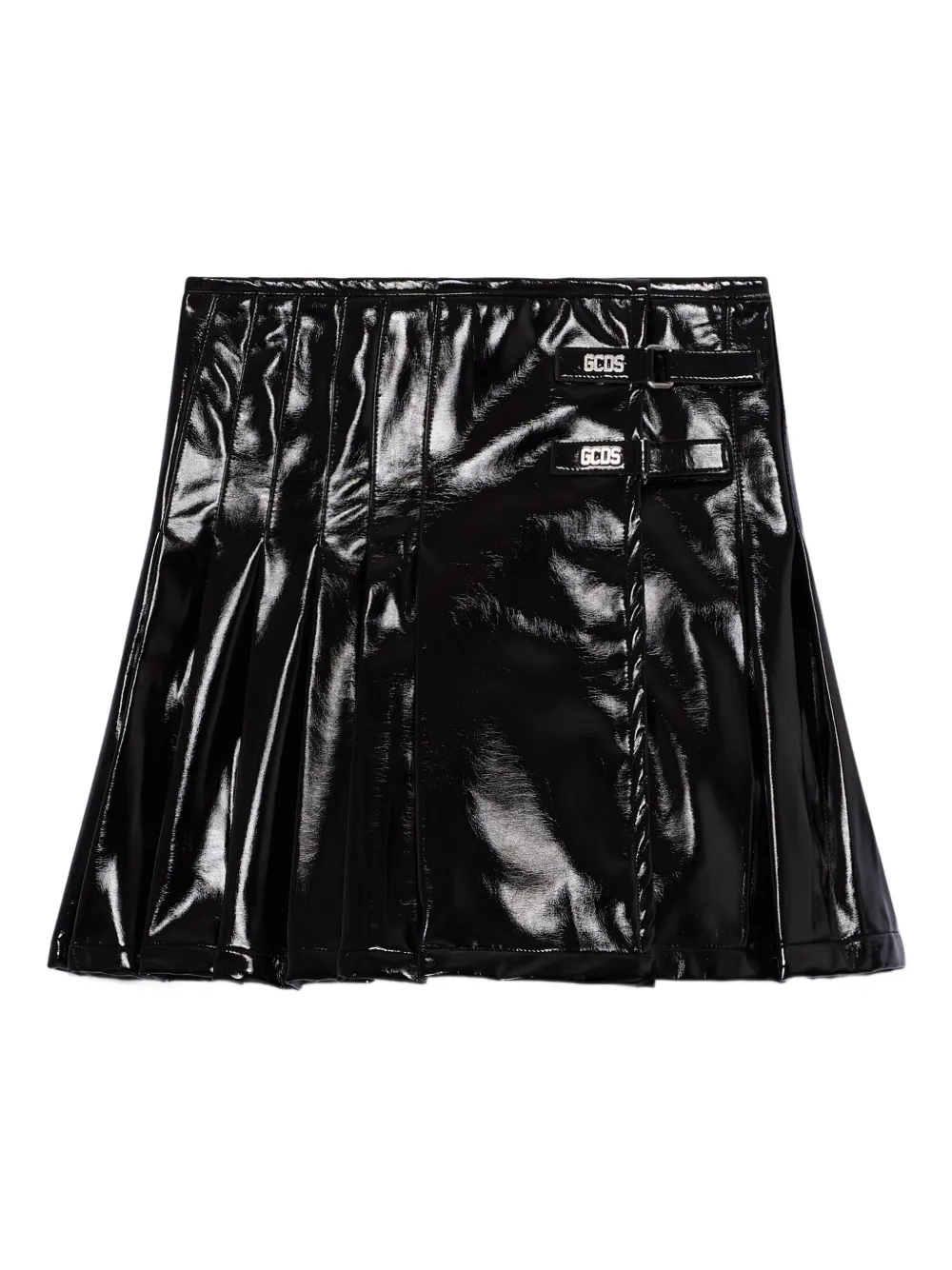 Gcds Mini Skirt With Buckle And Pleats In Black