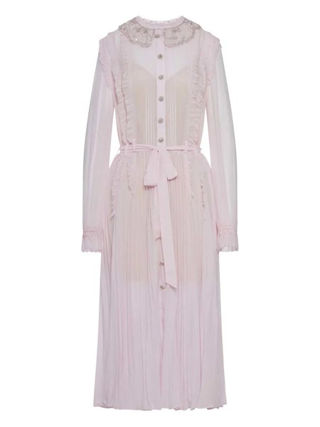 self portrait pleated dress Self-Portrait - Pink Pleated Georgette Midi Dress