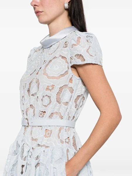 knee length dresses for ladies Cream Tulle Lace Midi Dress – self-portrait-US main image 1