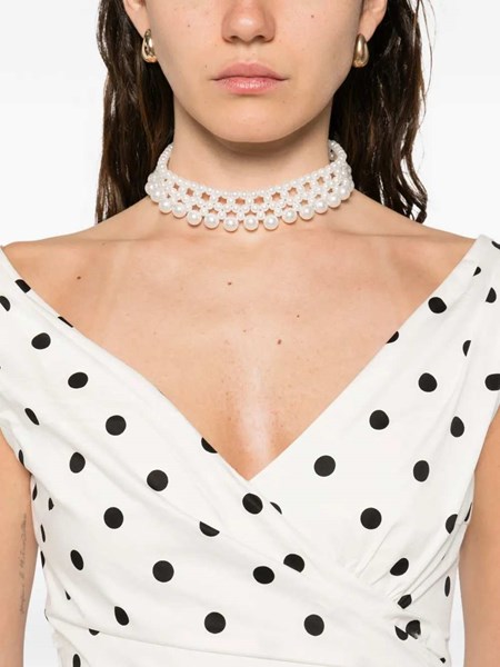 knee length dresses for ladies Self-portrait Polka dot flared midi dress White - Women main image 1