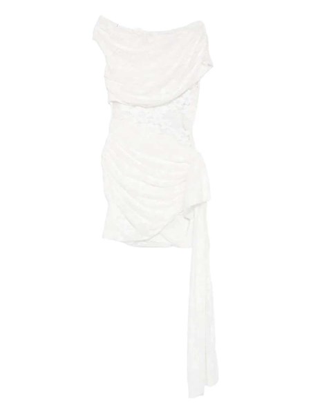Self-Portrait Short Draped Dress White