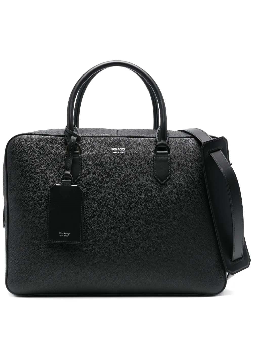 Tom Ford Leather Tote Bag In Black