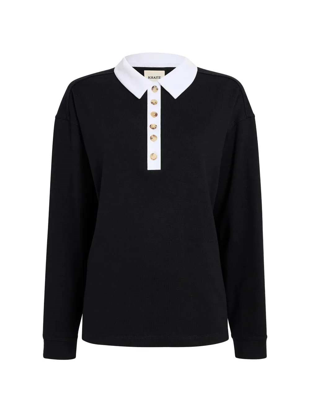 Khaite Faithful Button-up Polo In Black