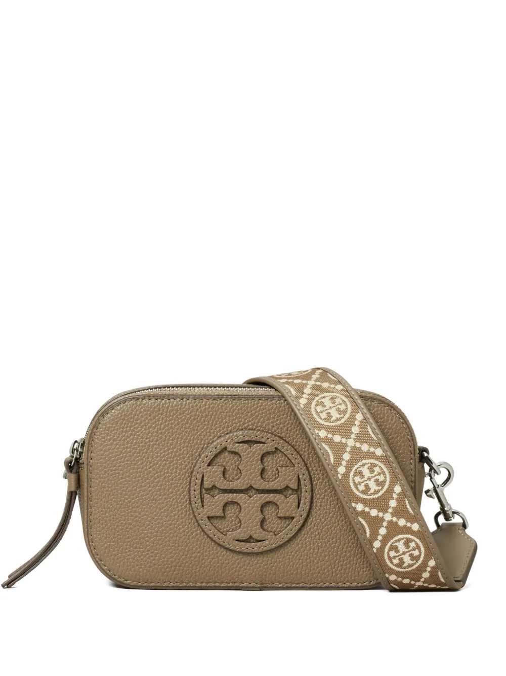 Tory Burch Miller Leather Shoulder Bag With Embossed Logo In Brown