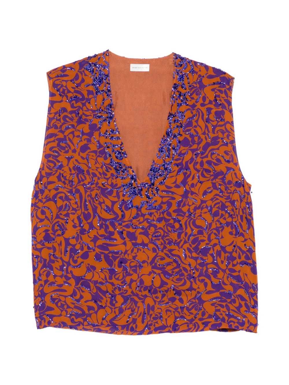 Dries Van Noten Beaded Top In Red