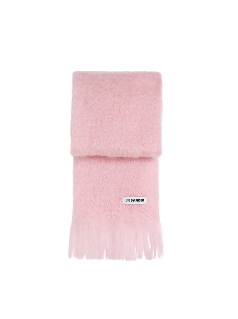 Jil Sander Fringed Mohair And Wool-bend Scarf In Pink