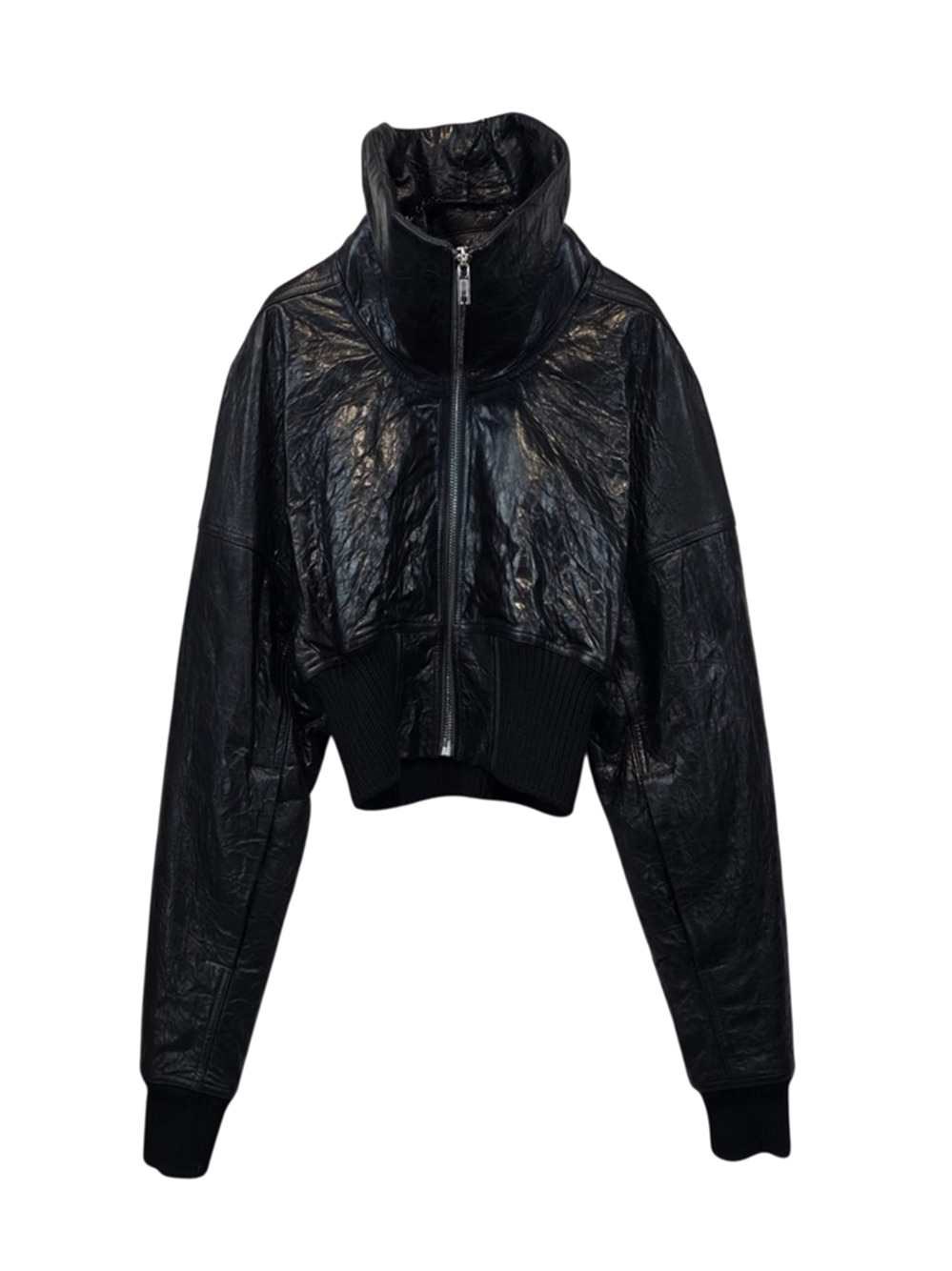 Rick Owens Padded Leather Bomber Jacket - Dracuflight Cropped In Black