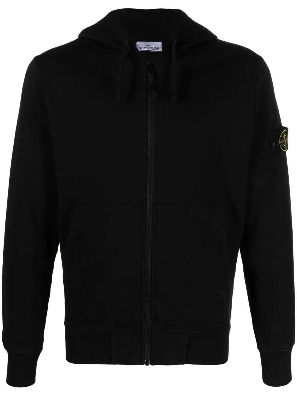 STONE ISLAND Felpa Con Cappuccio E Zip, Con Patch Del Logo Del Marchio