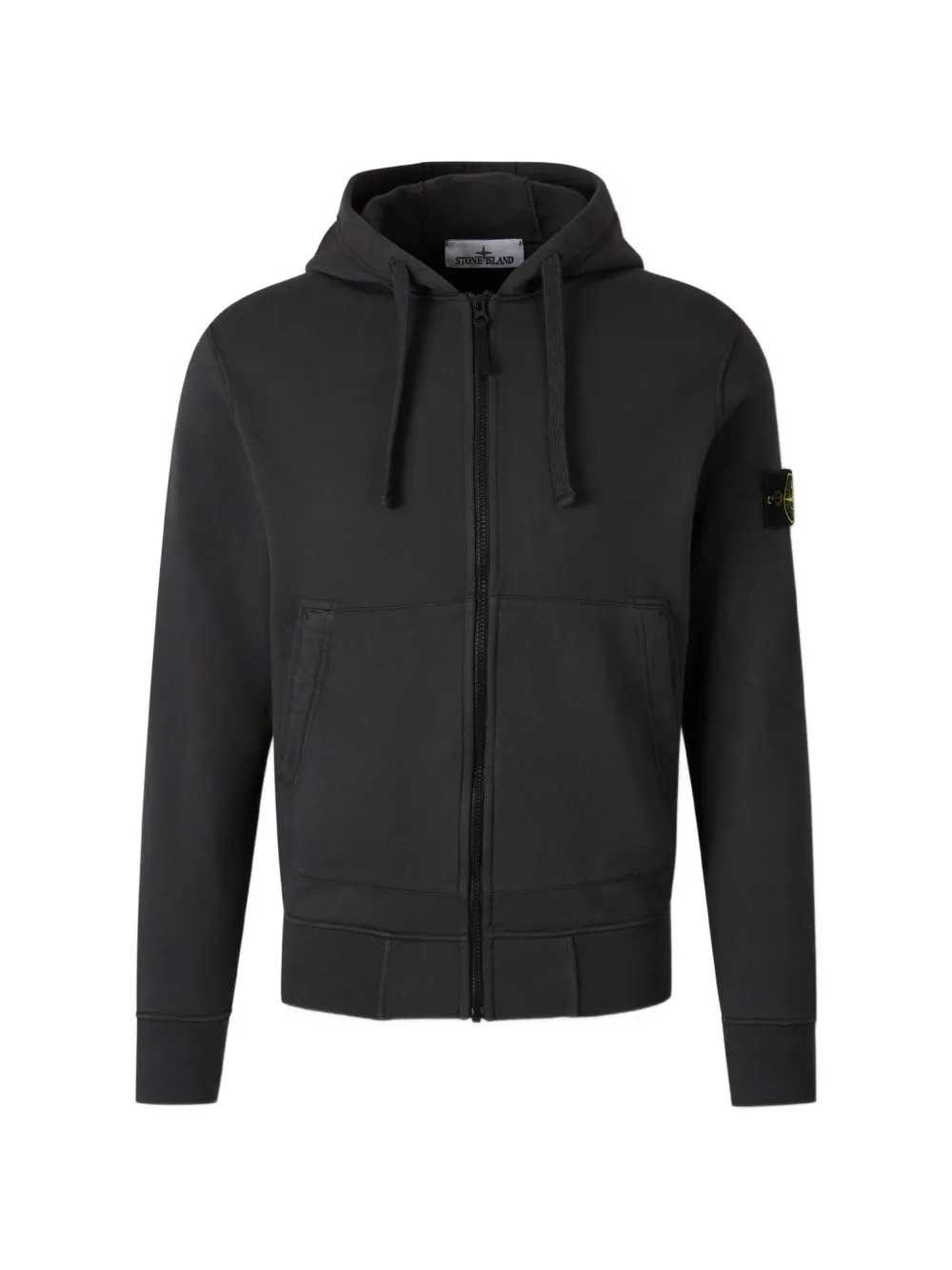 STONE ISLAND Felpa Con Cappuccio E Zip Con Patch Logo